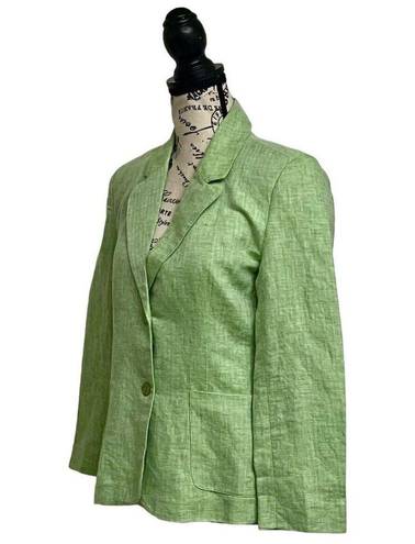 Chadwick's Chadwick’s Womens Linen Blend Green White Harringbone Blazer Jacket Classic 4P