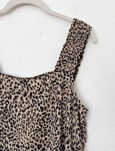 Pleione [] Leopard Print Ruffled Sleeveless Square Neck Tank Top NWT Sz Medium M