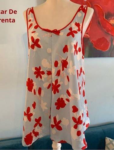 Oscar de la Renta  Pink Label Cami Sleeveless Top S Small Red Poppy Floral Tank