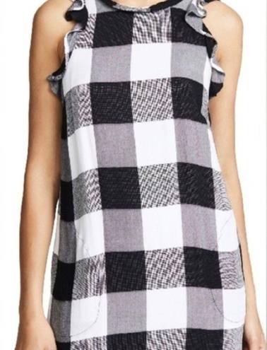 Chelsea and Violet  Black & White‎ Buffalo Plaid Check Sleeveless Ruffle Dress Sz S