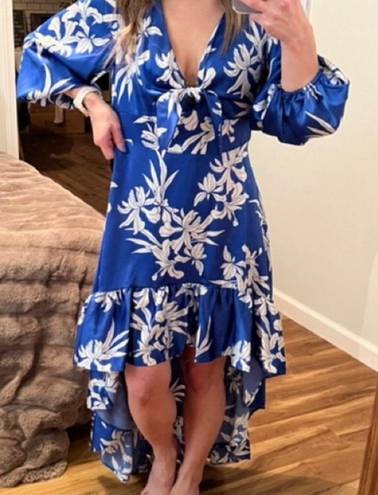 Alexis NWT  for Target Floral Tie Front High Low Dress blue ruffle