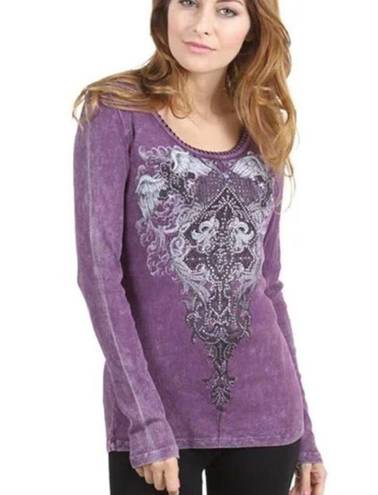 Vocal  Purple Stonewash Cross T-shirt with perforated Back Panel