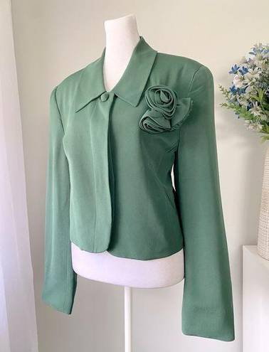 Tracy Reese Vintage ‘90s  for Magaschoni 100% Silk Green Cropped Blazer