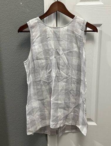 J.Jill  Grey Checkered Linen Tank Women Small