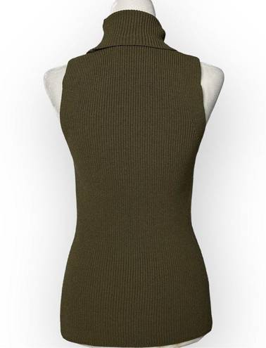 Highline  Collective Ribbed Knit Sleeveless Turtleneck (Olive Green) - XS