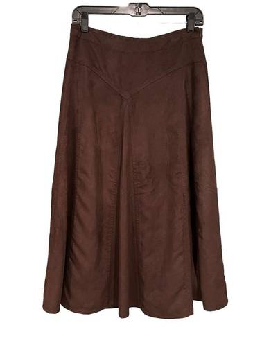 Coldwater Creek NWT,  Crinkle Faux Chamois Brown A line Skirt