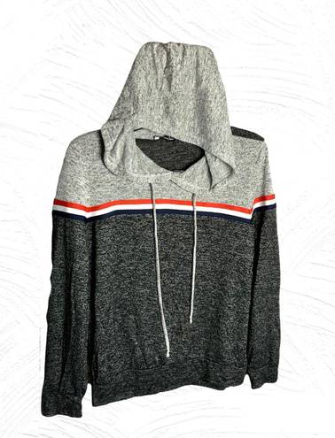 Purple Snow Black & Gray Marble w Red, White, Blue Band Sweater Hoodie Large