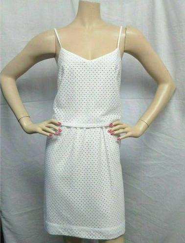 The Loft "" WHITE EYELET OVERLAY TOP CAREER CASUAL DRESS SIZE: 2 NWT $80