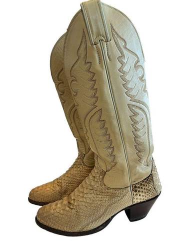 Justin Boots Justin Snakeskin Cowboy Boots Womens 5 1/2B Tall Vintage Leather L4661 USA