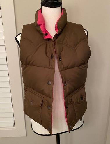 American Eagle AEO || Pink/Brown reversible puffer vest