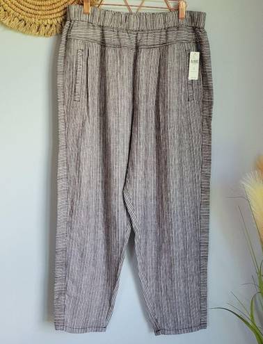 Anthropologie , New, Hei Hei 100% Linen Striped Crop Beach Pants, Size Medium