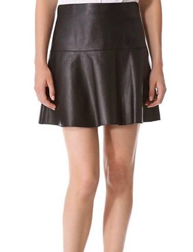 Vince  Black Lambskin Leather Flare Mini Skirt | Size 2