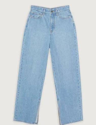 Oak + Fort Light Wash High Waist Split Hem Jeans