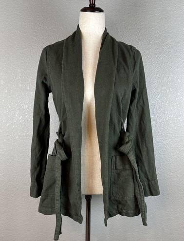 Good American  Womens The Wrap Belted Jacket Size 1 S Small Olive Green Pockets