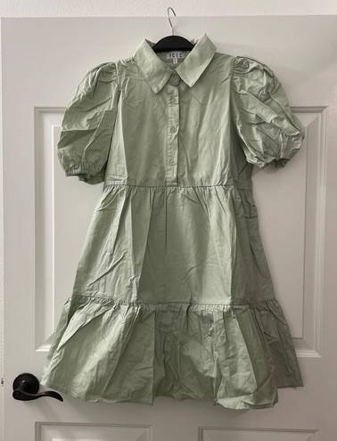 TCEC | NWOT | Puff Shoulder Shirt Dress | L | Sage | CD01967