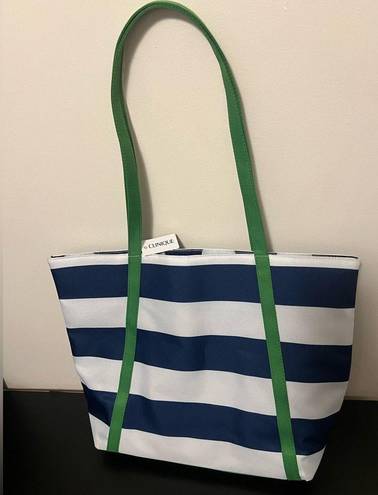 Kate Spade Clinique x  Tote Bag NWT Lined Navy White Stripe Nautical Summer