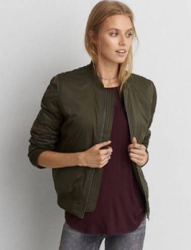 American Eagle  Army Green Nylon Bomber Jacket