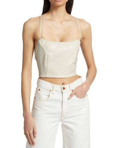 Good American  Vacay Strappy Halter Top in Bone Faux Leather Size 1 (Small) NEW