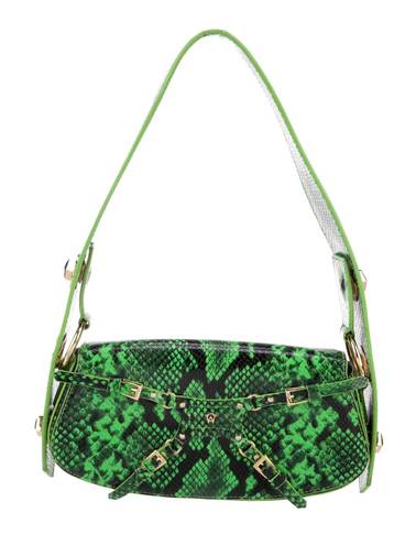 The Row Manc Embossed Leather Green Croc Shoulder Bag