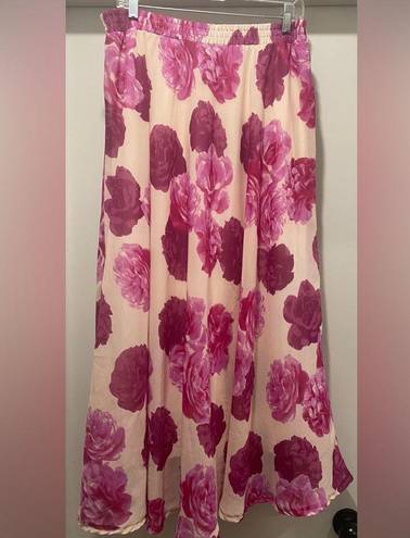 Krass&co VTG 90s NYCC New York Clothing . Pink Roses Floral Patterned Maxi Skirt - M