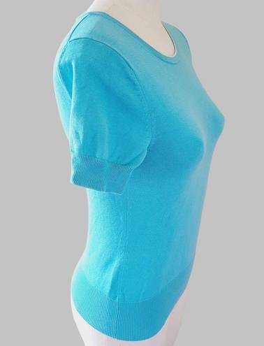 Brooks Brothers  aqua silk blend t-shirt short sleeve sweater size small