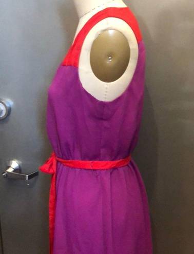 Loft  Red and Fuschia color block dress size 8