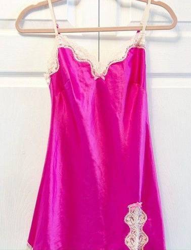 Victoria's Secret  Dress Womens XS Hot Pink Slip Lace Sleep Satin Sleeveless