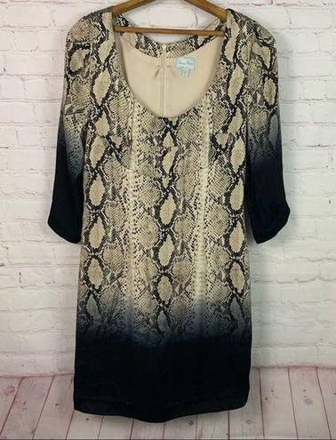 Tracy Reese  reptile snake ombre 3/4 sleeve scoop neck dress Size 6 rayon & silk
