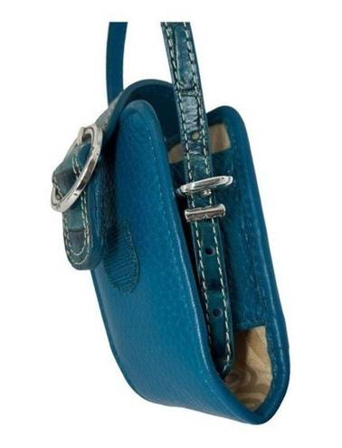 Brighton  Cell Phone Holder Blue Croc‎ Pebble Leather with 2 straps