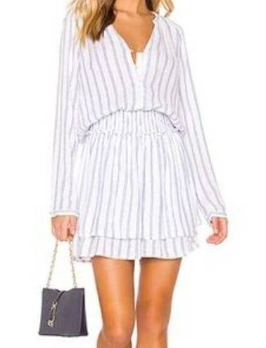 Rails Revolve  Jamine Linen Blend Mini Long Sleeve Dress Figi Stripe Size S