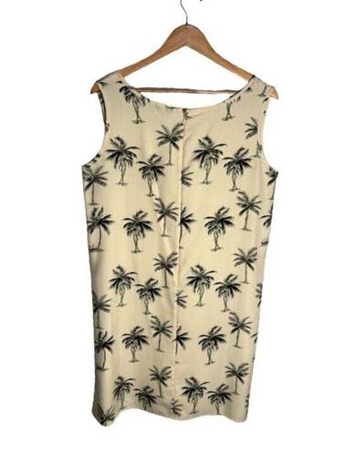 The Moon Vintage Pineapple Dress Palm Trees Cream Black Silk  Size Large EUC