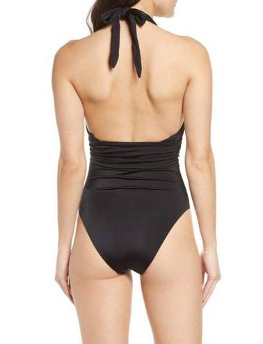 Chelsea28  Womens 4 Way Convertible One Piece Swimsuit L Black Halter Crossback