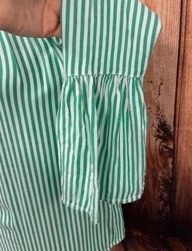 BeachLunchLounge  Women's Size XS Green Striped Bell Sleeve Off Shoulder Blouse