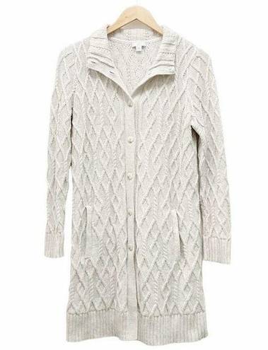 J.Jill  Longline Fisherman Cardigan Oatmeal Button Front Sweater Women’s Size XS