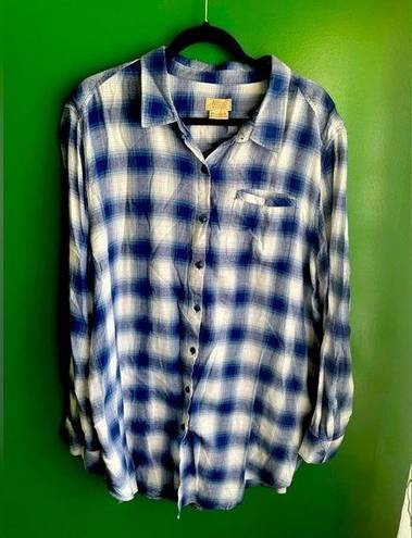 Boston Traders  Womens Flannel Shirt Lightweight Plus Size 2X XXL EUC!