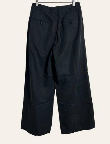 Madewell  Black Pleated Wide Leg Linen Blend Pants Size 4P NWT
