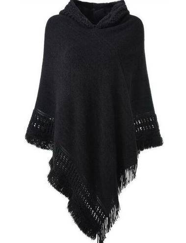 NEW Hooded Cape Fringed Hem Poncho Knit Pattern One Size Size undefined