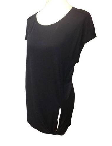 Max Studio  black scoop neck long asymmetrical tunic that can be tied on the side