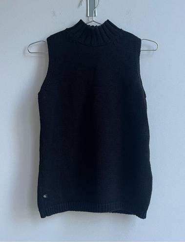 Ralph Lauren Lauren  Sleeveless Mock Neck Turtleneck Top Sweater Thick Knit Black