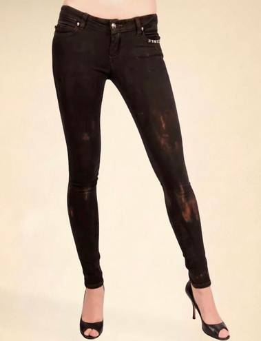 Tripp NYC  Paint It Black Skinny Jeans in Black/Orange