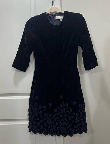 Oscar de la Renta Vintage  Blue Velvet Dress Size 10 US