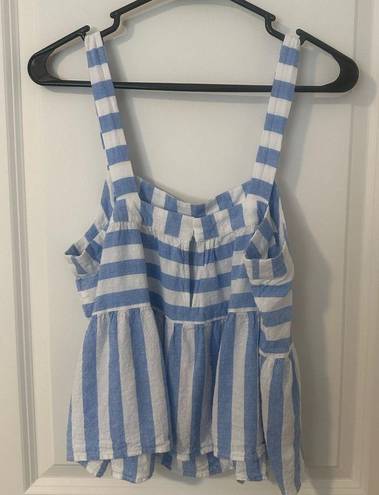 Loft strappy cropped blue and white stripe top