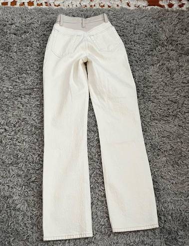 Abercrombie & Fitch  Cream and Leather 90s Straight Leg Pants size 23 000