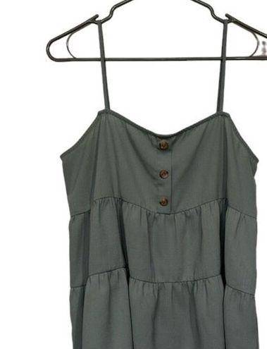 Paper Crane Women's  Dainty Sage Ruffle Tiered Buttoned Tank Top Blouse Size Med