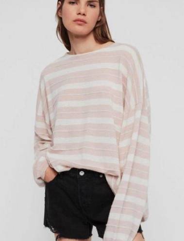 ALLSAINTS  Cassia Baby Pink Striped Slouchy Sweater Women’s Large