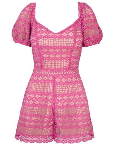 Adelyn Rae  Praya Tie Back Crochet Lace Sorbet Pink Romper Size S