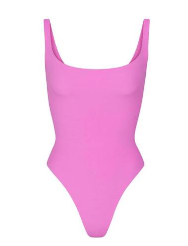 SKIMS Fits Everybody Square Neck Bodysuit in Neon Orchid