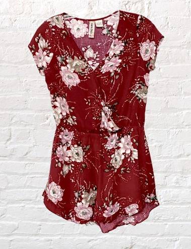 Nordstrom  Red Romper Shorts S Mimi Chica Short Sleeve One Piece Floral