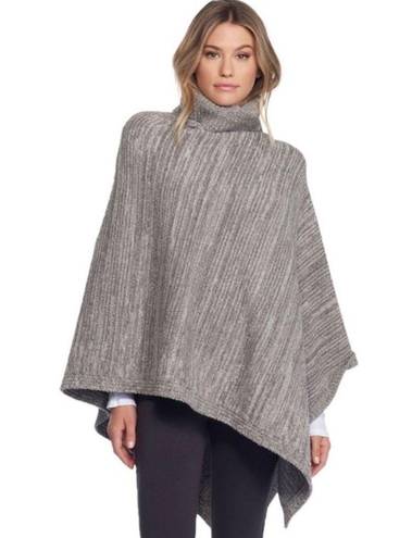 Barefoot Dreams Cozychic Point Dume Poncho Heather Gray 801 Turtleneck One Size