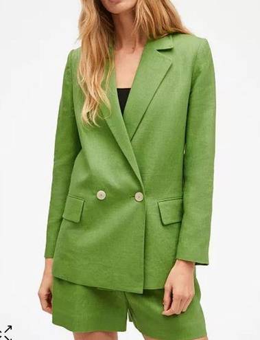 Mango Linen Blazer Lapel collar Green size XXL